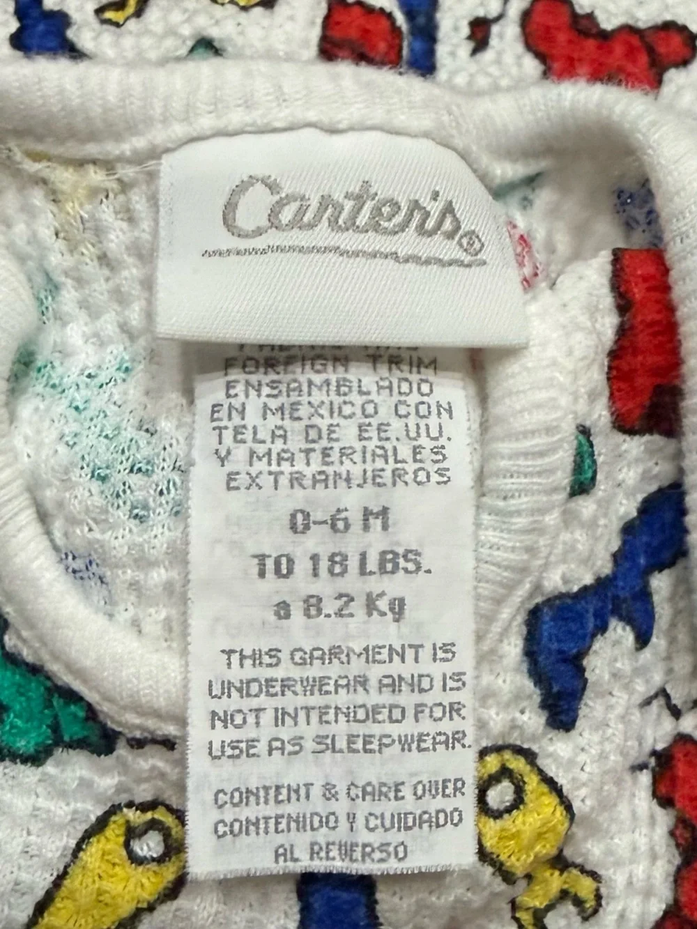 Vintage 90s Carter’s Long Sleeve Thermal One Piece Size 0-6mo NEW Tool Print